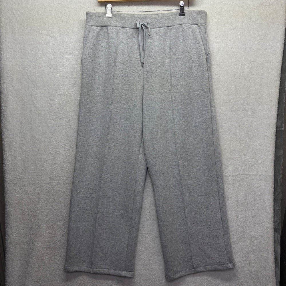 CALIA Womens Wide Leg Pant Soft Scuba Collection Light Gray Size XXL
